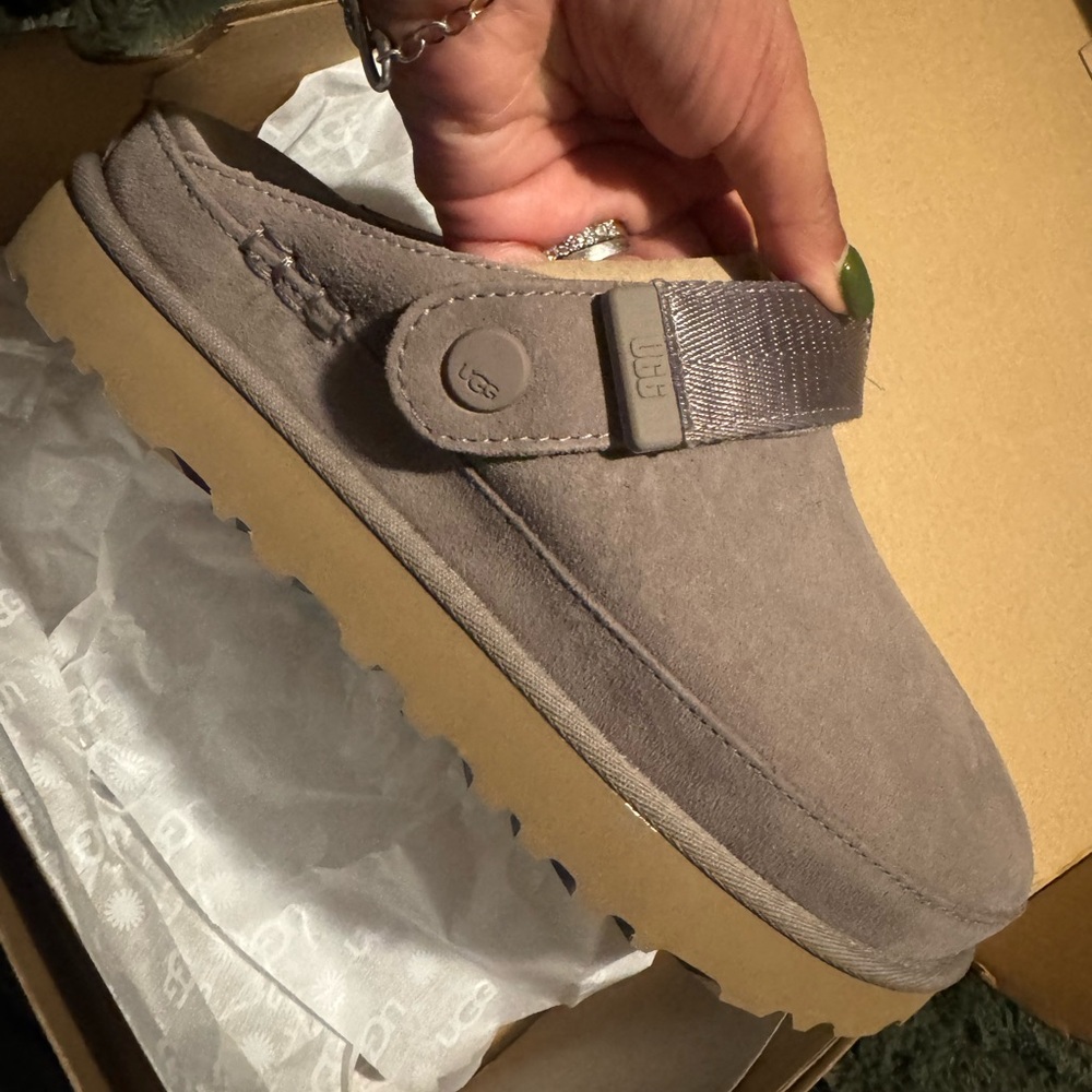 UGG Grey Suede Slide with Adjustable Strap and Lug Sole - Picture 11 of 11